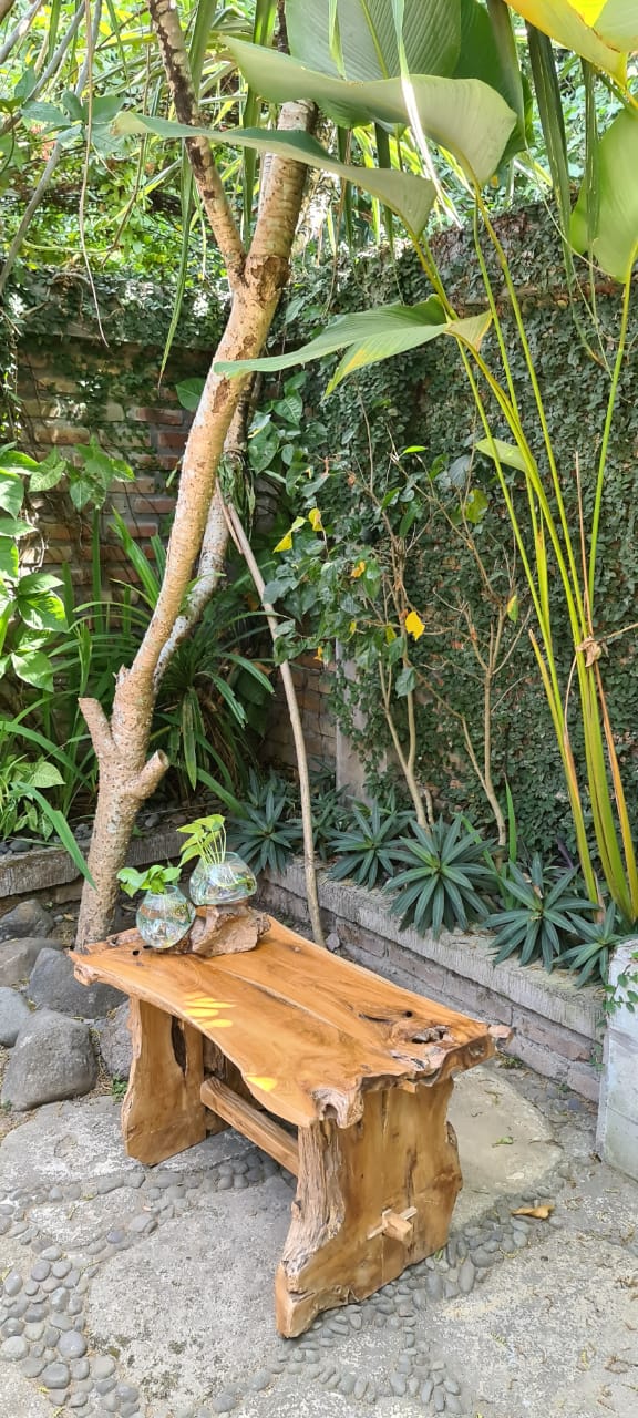 Primitive bench in natural materials – boho furniture by BaliSouk