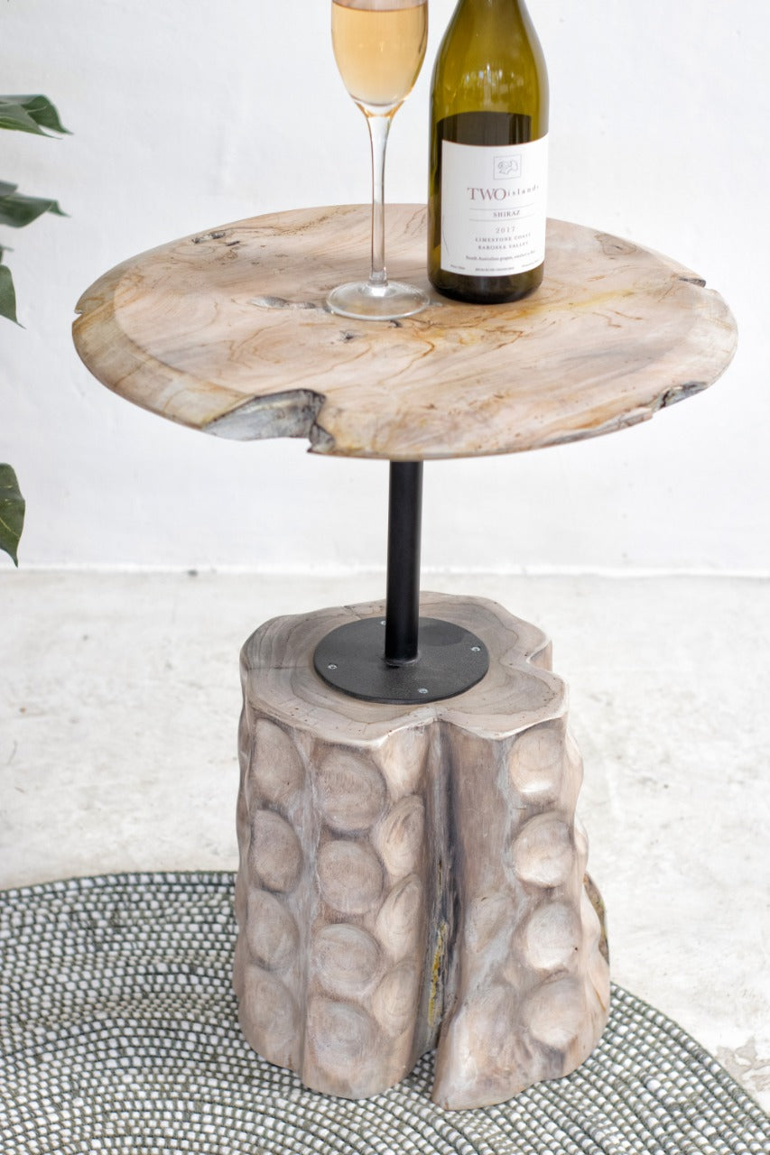Teak side table – Kenzie, natural natural materials in boho style