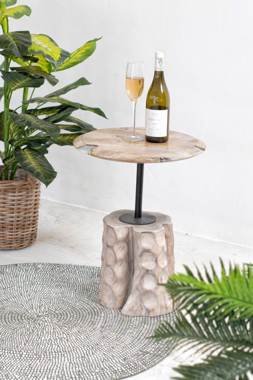 Teak side table Kenzie – boho furniture, handwoven and handmade in Bali