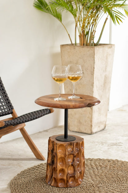 Kenzie side table in natural materials – boho furniture by BaliSouk