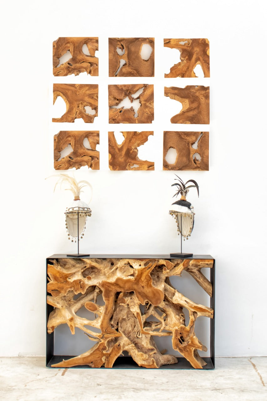 Teak wall decoration Slice – handmade in Bali, boho style