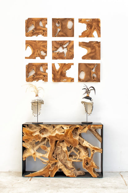 Teak wall decoration Slice – handmade in Bali, boho style