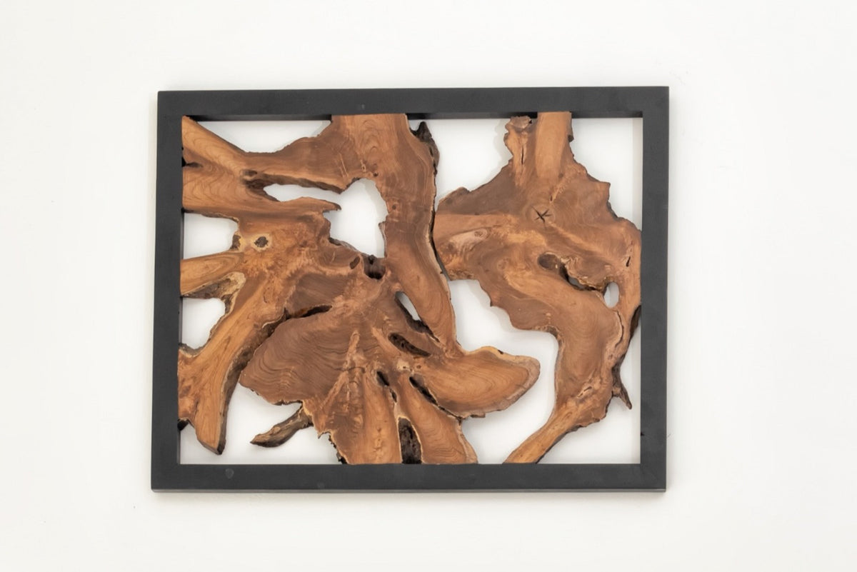 Teak wall decoration Slice – boho decor, handwoven and handmade in Bali