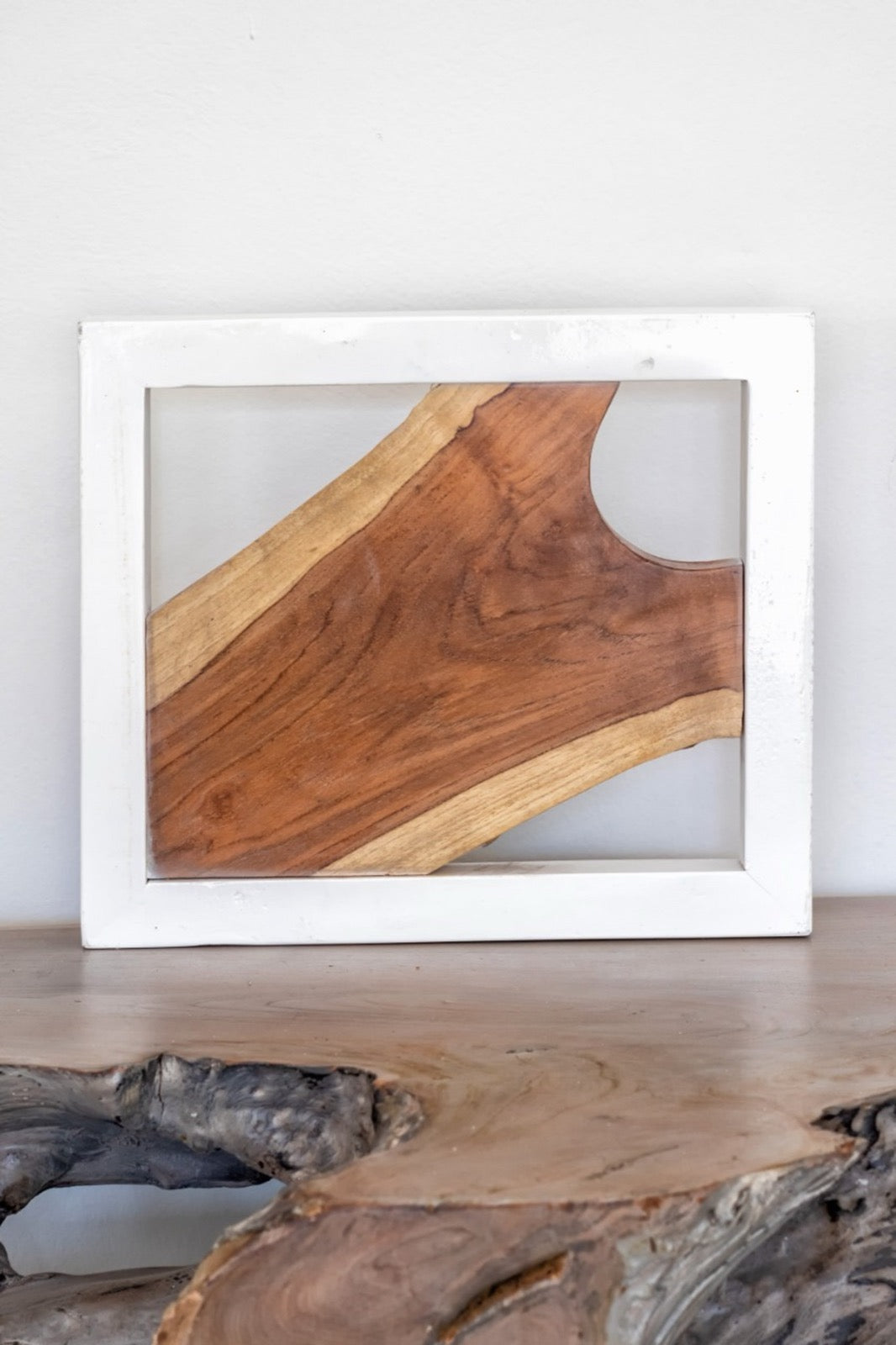 Teak wall decoration Slice – boho decor, handwoven and handmade in Bali