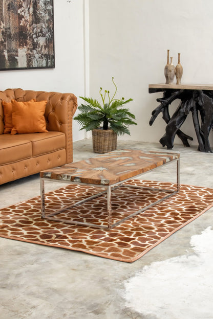 Teak coffee table – Papillon Resin, natural natural materials in boho style