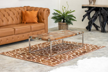 Teak coffee table Papillon Resin – boho furniture, handwoven and handmade in Bali