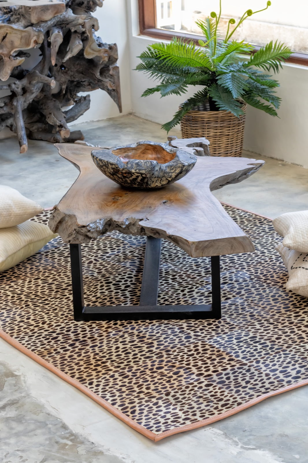 Martapura Abstract coffee table in natural materials – handmade boho furniture from Bali