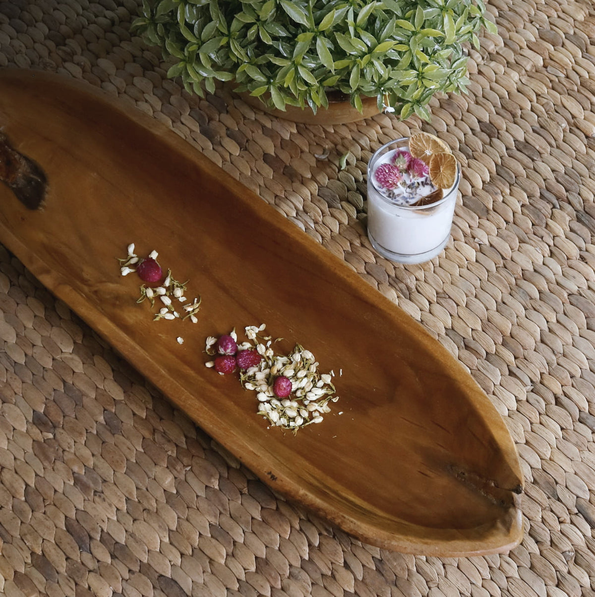 Boat sculpture in natural materials – handmade boho decor from Bali
