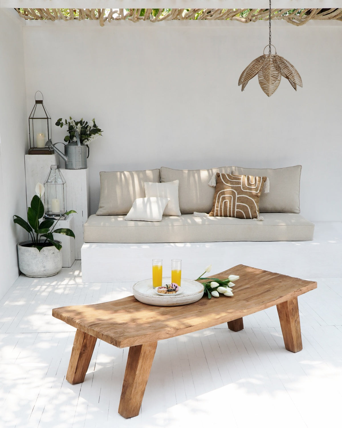 Demak coffee table, boho furniture handmade by Balinese artisans