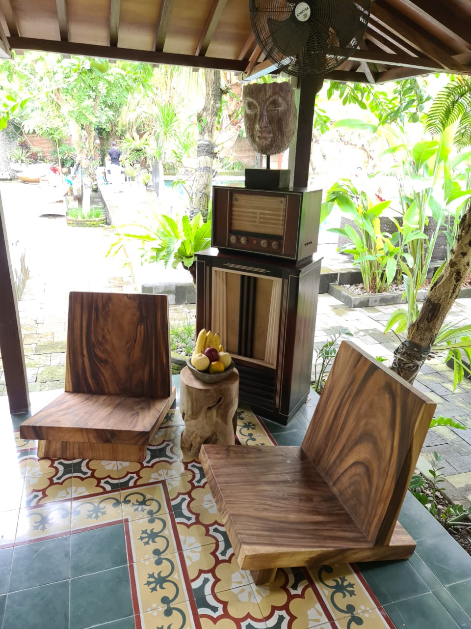 Suar wood chair Mila Block – boho furniture, handwoven and handmade in Bali