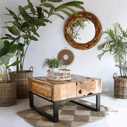 Teak coffee table Alabama – boho furniture, handwoven and handmade in Bali