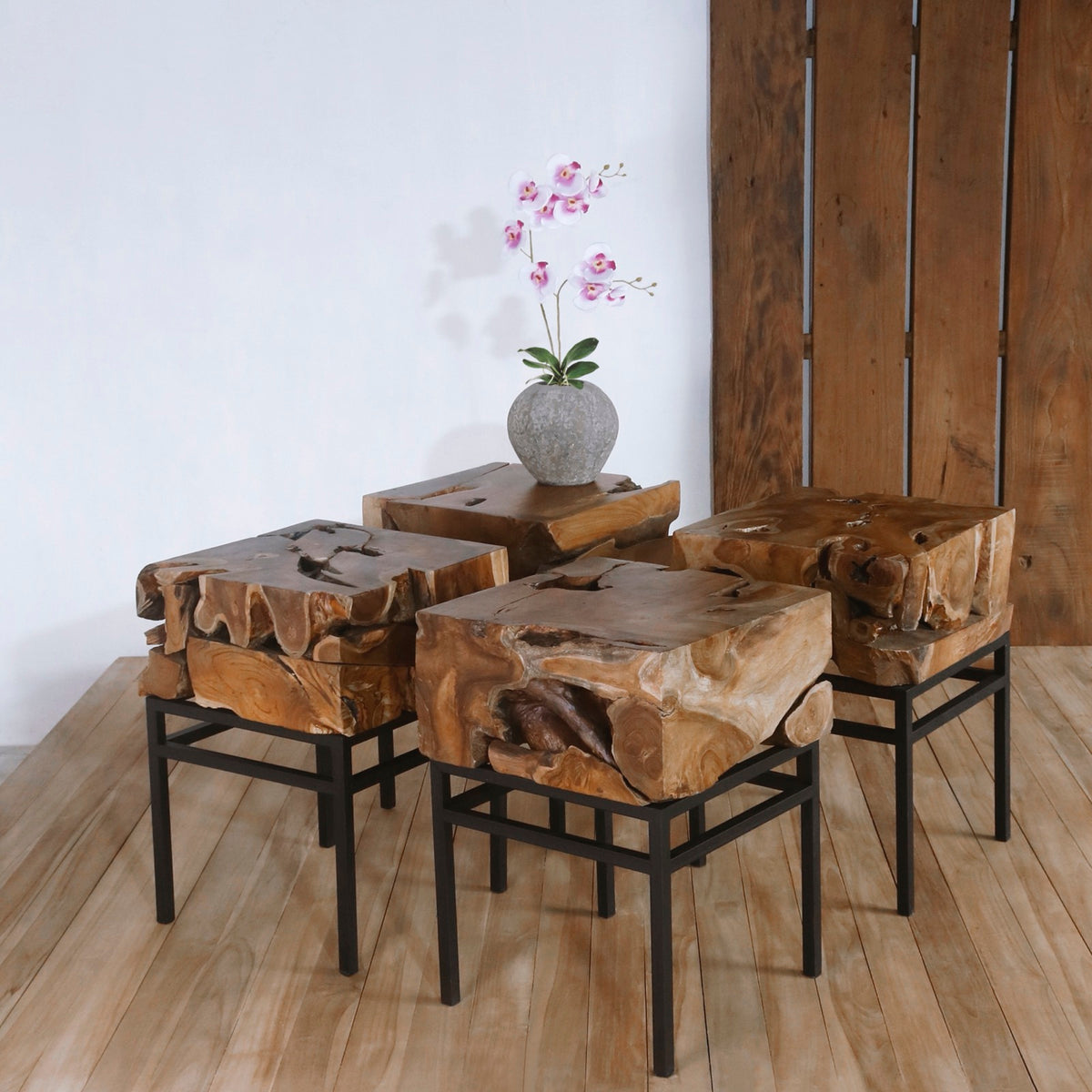Alabama side table, boho furniture handmade by Balinese artisans