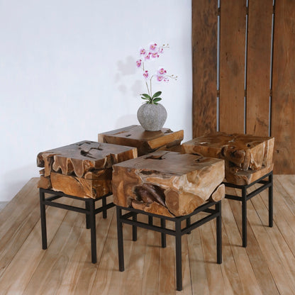 Alabama side table, boho furniture handmade by Balinese artisans