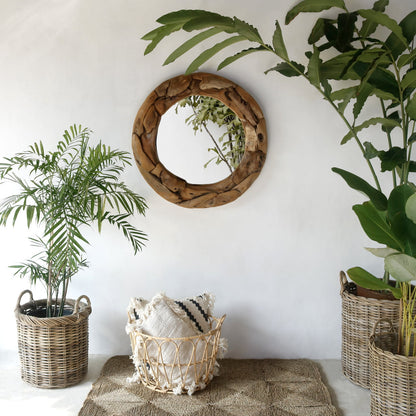 Handcrafted recycled teak mirror – Primitive, boho decor from BaliSouk
