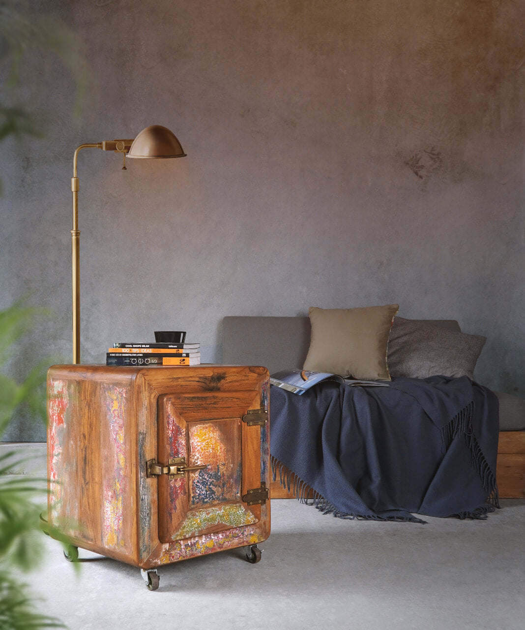 Teak Freeze Small Cabinet With Wheels