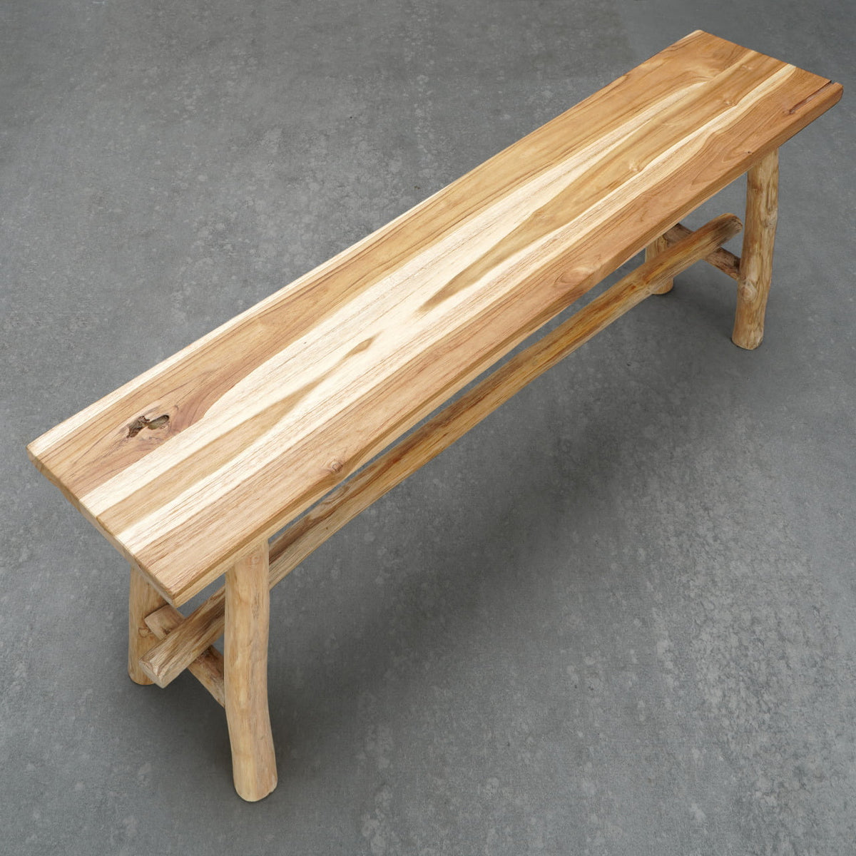 Teak branch bench Pyke – boho furniture, handwoven and handmade in Bali