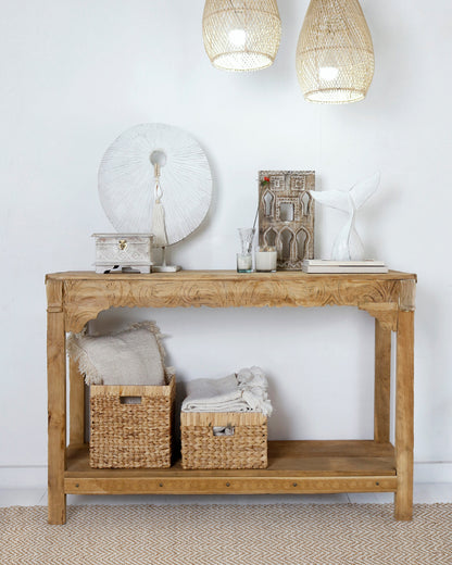 Recycled teak console table Mumbai – boho furniture, handwoven and handmade in Bali