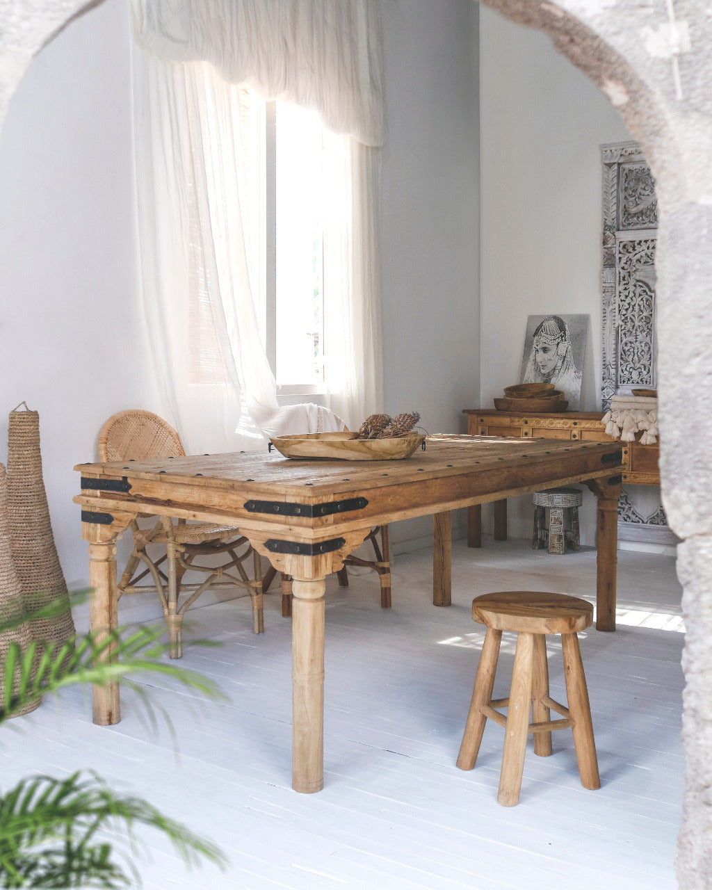 Handmade recycled teak dining table – the Mumbai, boho furniture made in Bali