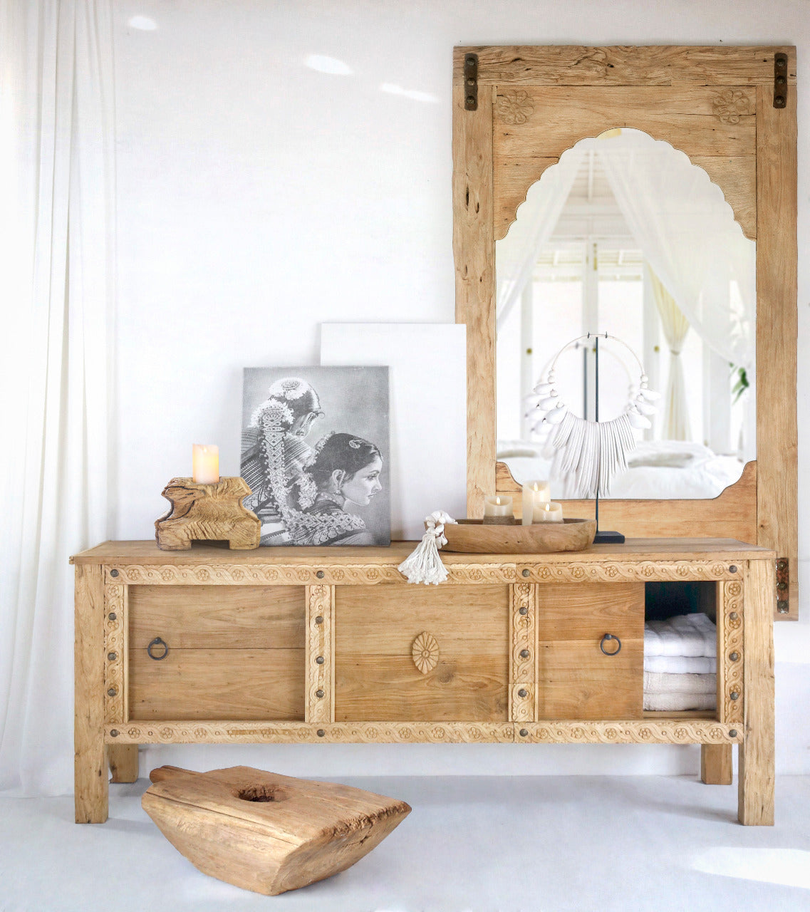 Handmade recycled teak buffet – the Mumbai, boho furniture made in Bali