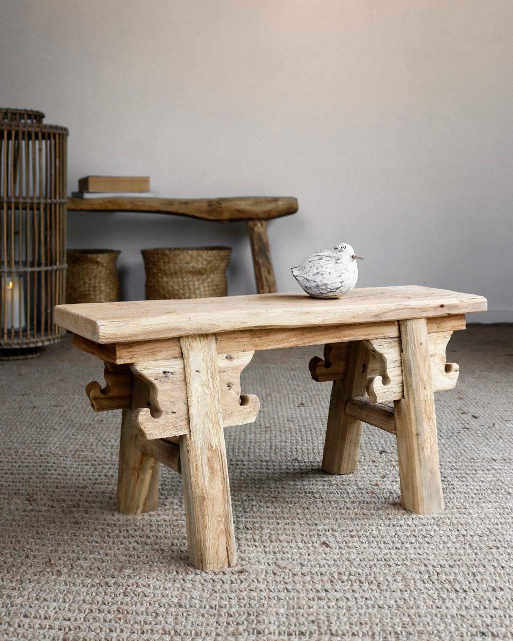 Handmade recycled teak side table – the Mumbai, boho furniture made in Bali