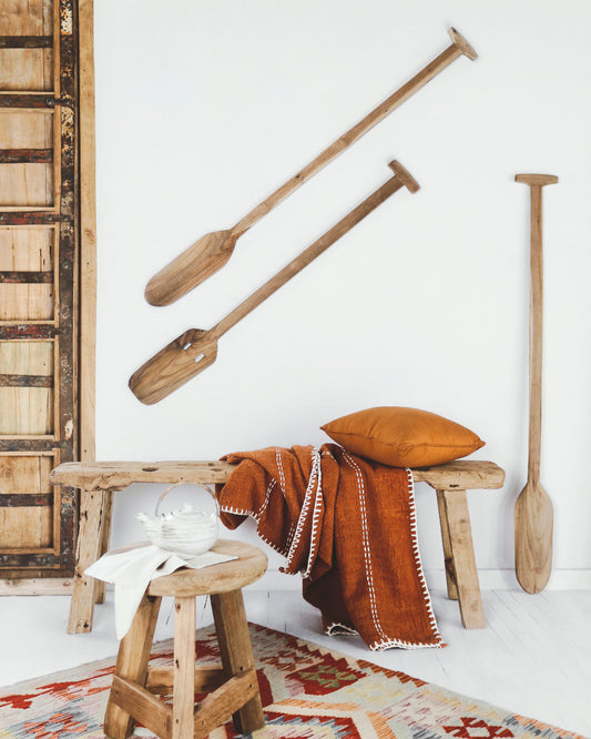 Boho reclaimed teak decorative paddle Mumbai, set of 3, handcrafted in Bali