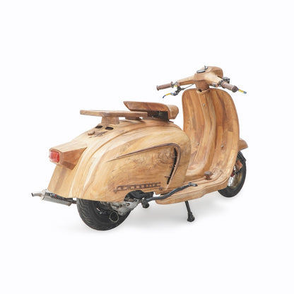 Teak decorative piece Vespa Scooter – boho decor, handwoven and handmade in Bali