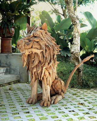 Rustic Lion Sitting Statue