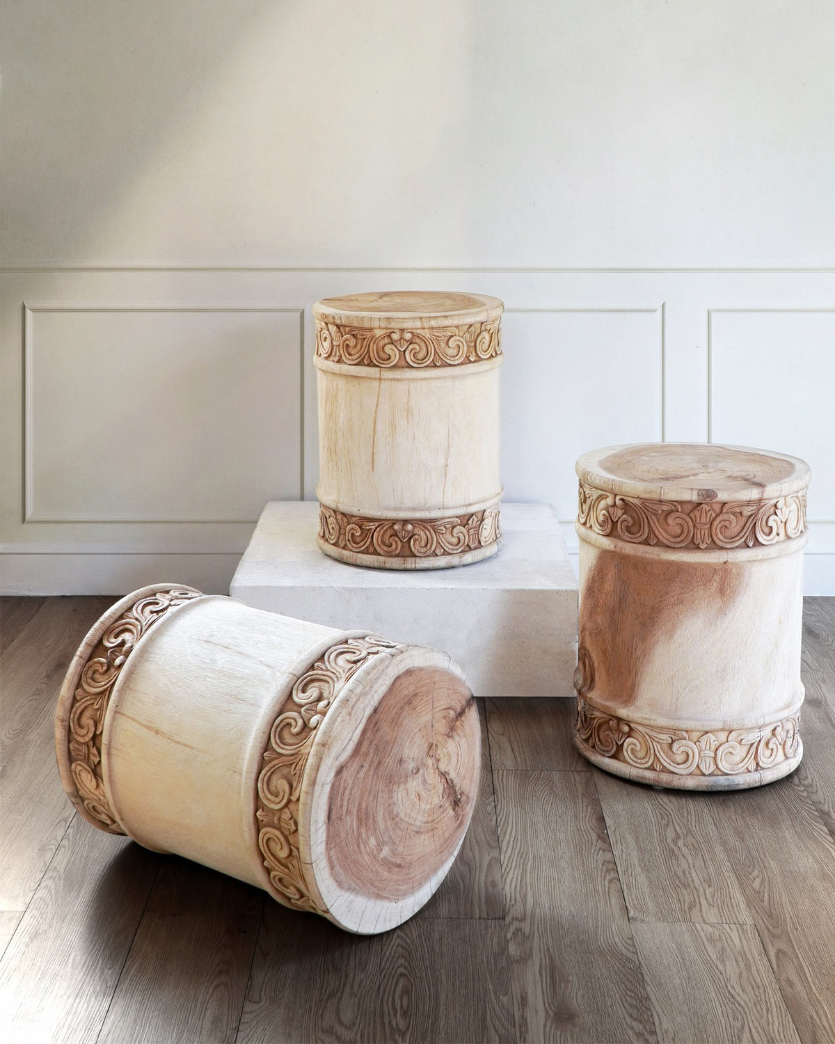 Suar wood side table – Taylor Fine Sanded-Rustic, natural natural materials in boho style