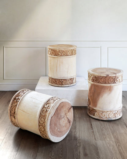 Suar wood side table – Taylor Fine Sanded-Rustic – boho furniture handmade in Bali by BaliSouk