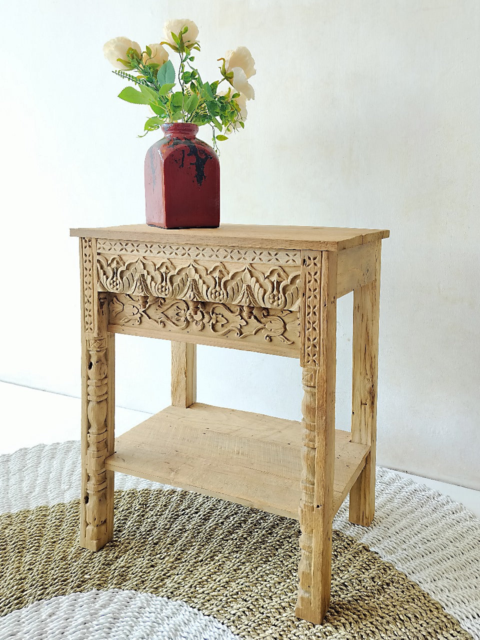 Recycled teak side table – Bugis, natural natural materials in boho style