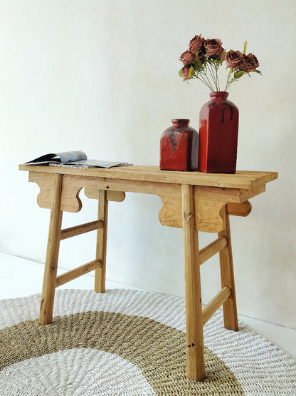 Recycled teak console table – Bugis, natural natural materials in boho style