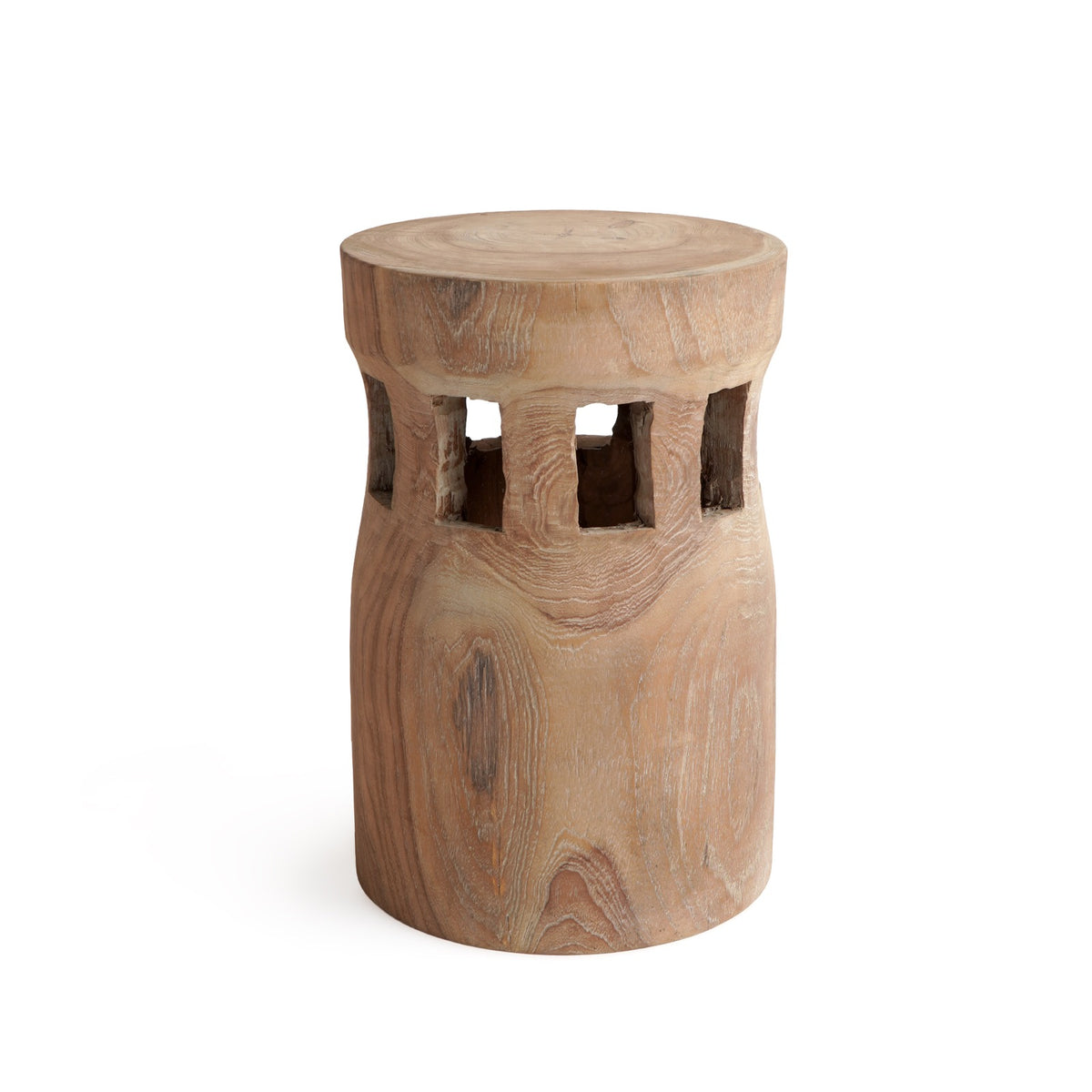 Reclaimed wood side table Broome – boho furniture, handwoven and handmade in Bali
