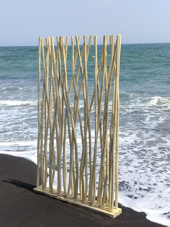Handmade teak branch room divider – the Toronto Branch Paravan, boho decor made in Bali