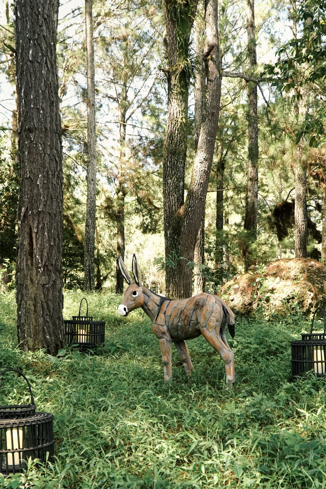 Recycled teak sculpture Donkey – boho decor, handwoven and handmade in Bali
