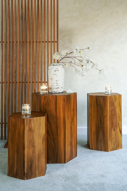 Boho solid wood side table Ferrol Large, handcrafted in Bali