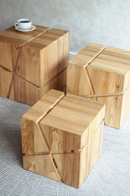 Gmelina wood side table Alanis – handmade in Bali, boho style