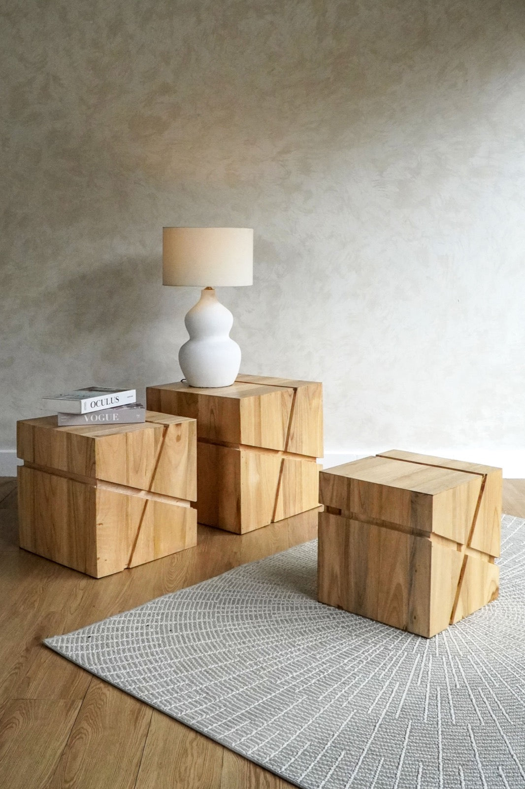 Gmelina wood side table – Alanis, natural natural materials in boho style