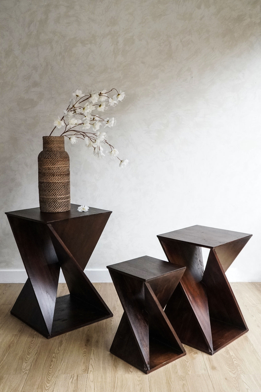 Gmelina wood side table – Granada – boho furniture handmade in Bali by BaliSouk