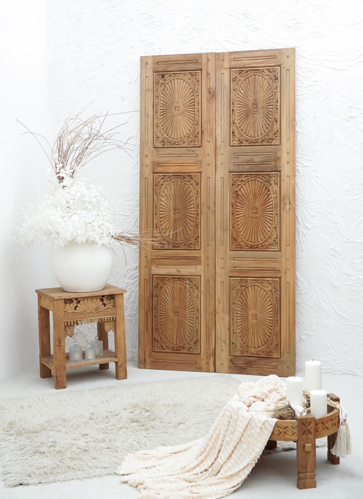 Rembang Carving Door Set Of Two - Left And Right