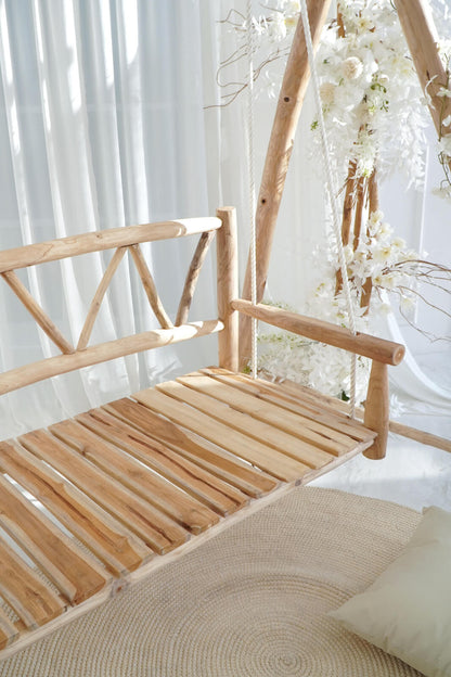 Bali Furniture – Mira Swing Chair With Cream Cushion & Two Cream Pillows