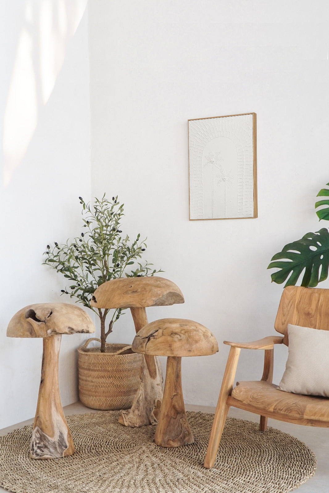 Teak decorative piece – Tiram Mushroom, natural natural materials in boho style