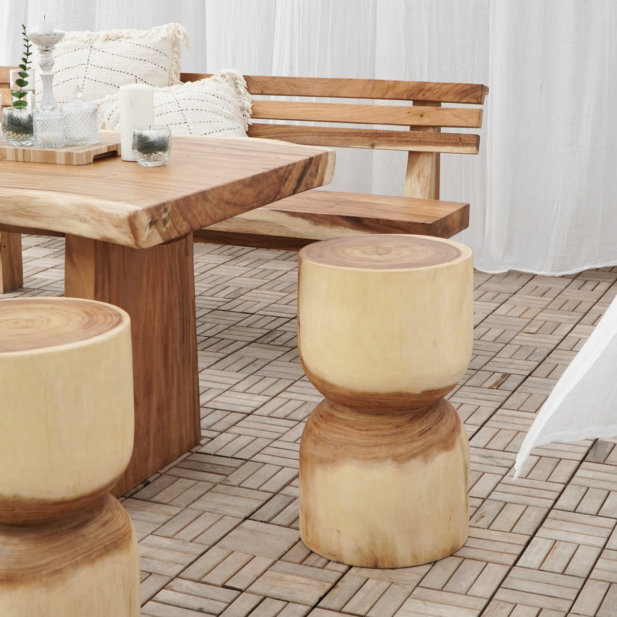 Handmade suar wood bar stool – the Febry, boho furniture made in Bali