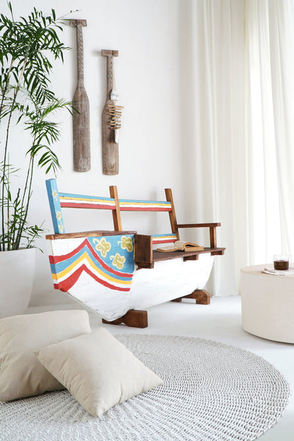 The Thames Boat bench – natural materials, boho furniture handmade in Bali