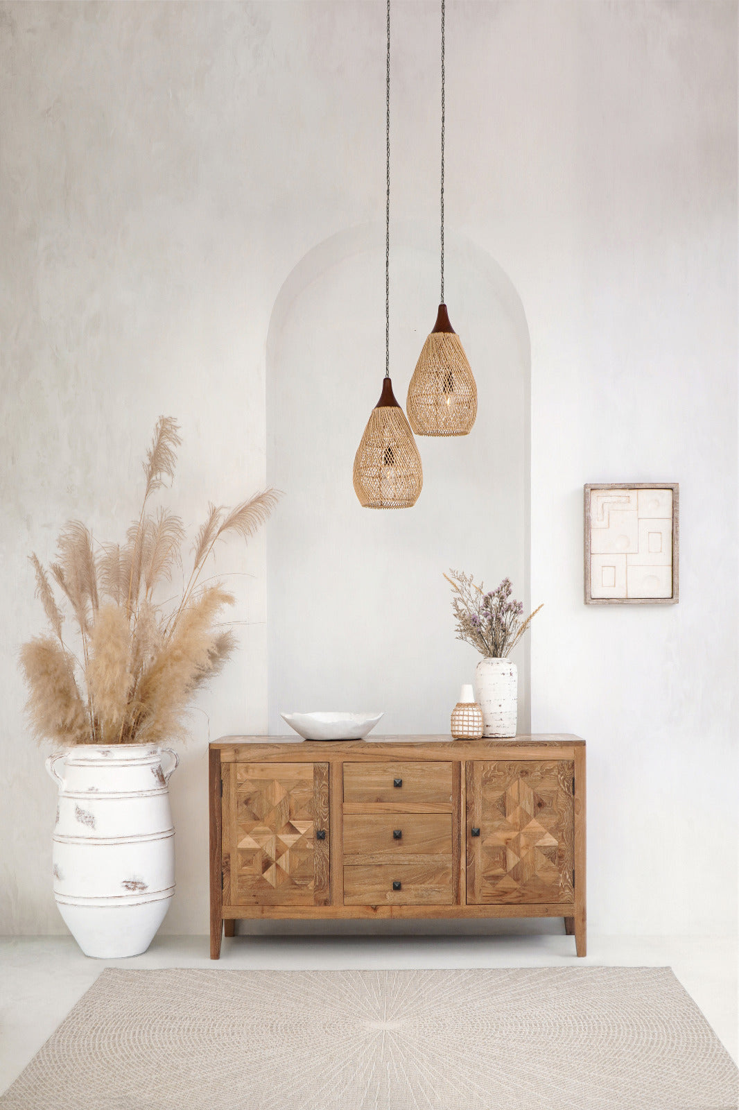 Recycled teak sideboard – Buton Doors Drawers – boho furniture handmade in Bali by BaliSouk