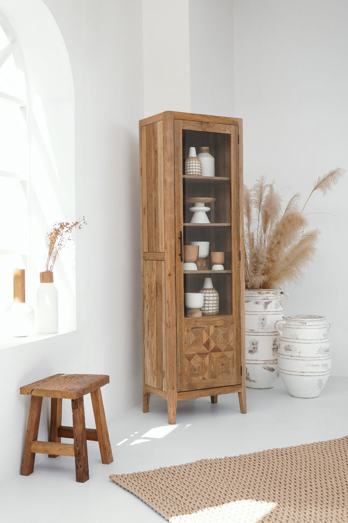 Recycled teak cabinet – Buton Glass – boho furniture handmade in Bali by BaliSouk