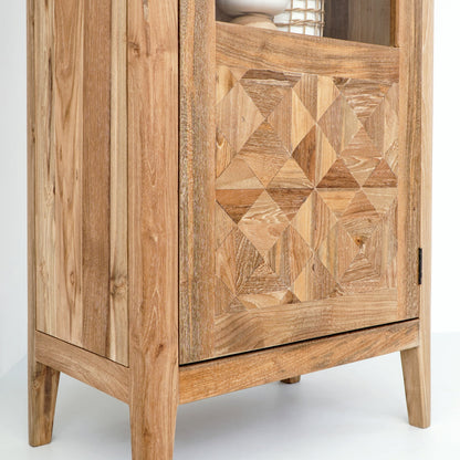 Recycled teak cabinet Buton Glass – boho furniture, handwoven and handmade in Bali