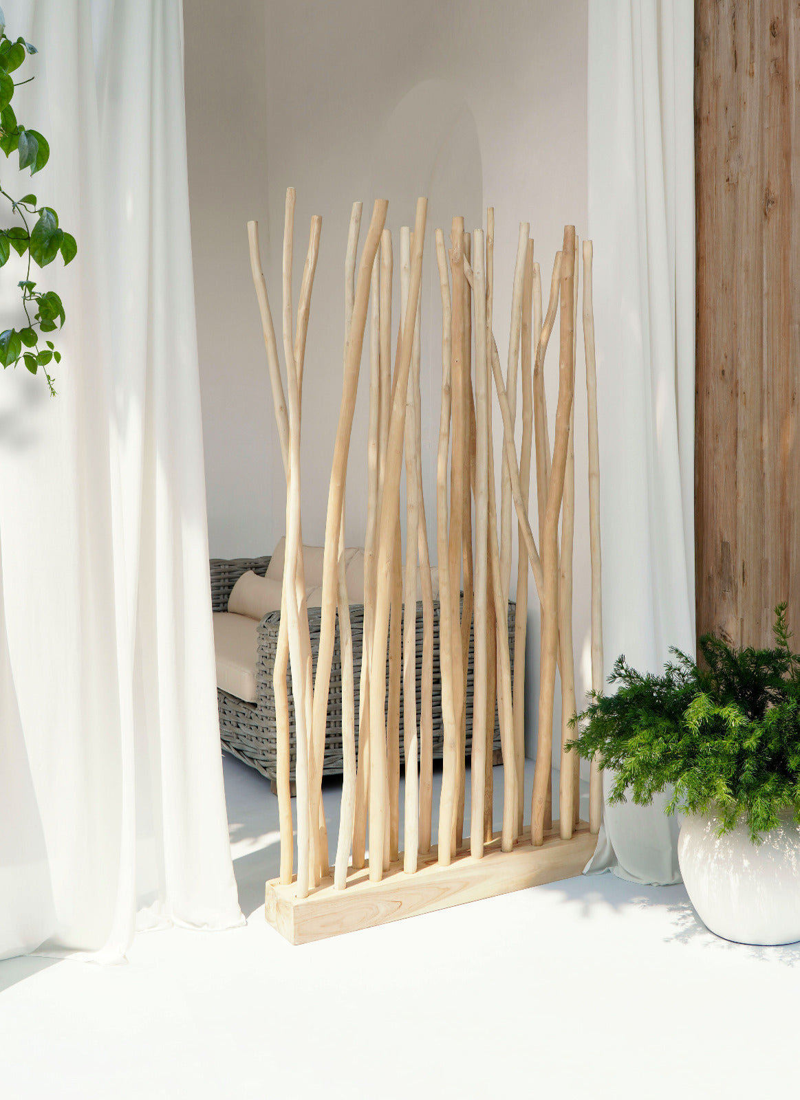 Teak branch room divider Toronto Paravan – boho decor handcrafted in Bali by BaliSouk