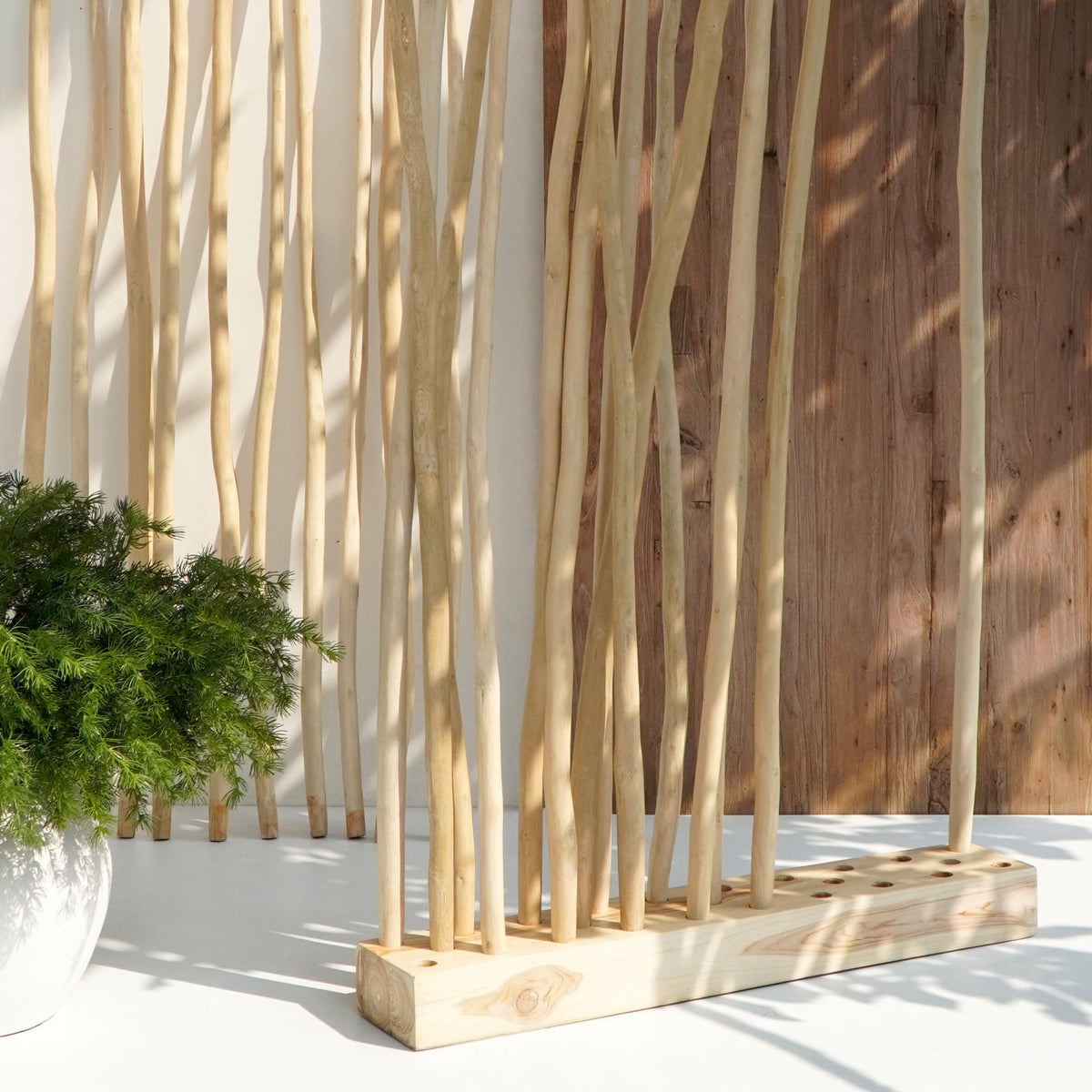 Teak branch room divider Toronto Paravan – boho decor, handwoven and handmade in Bali