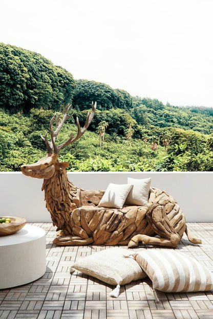 Boho reclaimed teak 2-seater sofa Deer Bench, crafted by hand in Bali