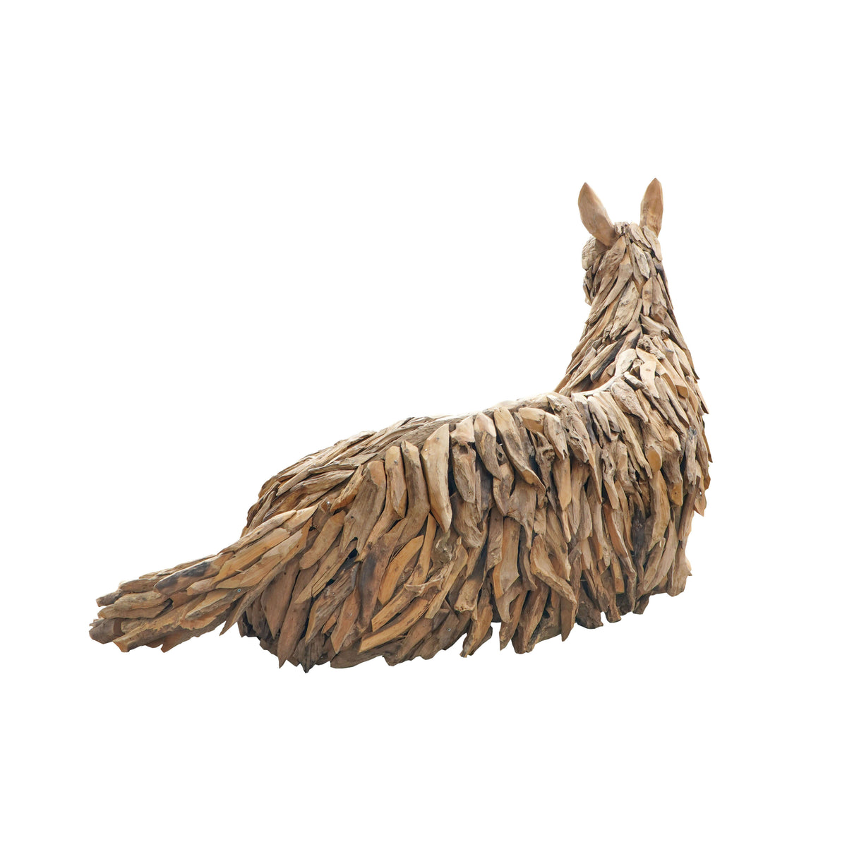 Llama Bench boho 2-seater sofa in reclaimed teak, designed for indoor spaces